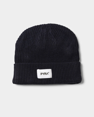 PYRA Alpine Rolled Badge Beanie Navy