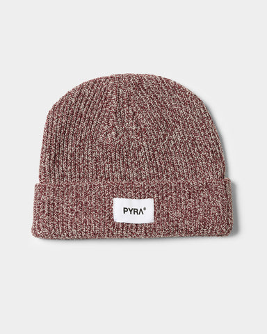 PYRA Alpine Rolled Badge Beanie Burgundy