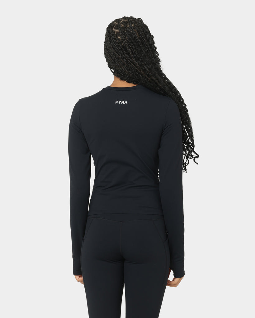 PYRA Women's Thermal Trail Long Sleeve Top Black/White